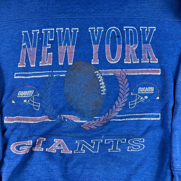 VTG 90s Crable NFL New York Giants Sweatshirt Large Blue Faded Thrashed Crewneck - Picture 9 of 16